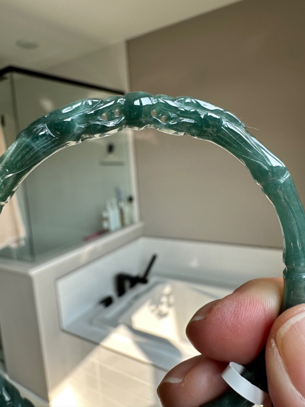 Certified Natural Grade A Guatemalan Blue Water Jadeite Dragon Bangle_Untreated - Picture 4 of 11